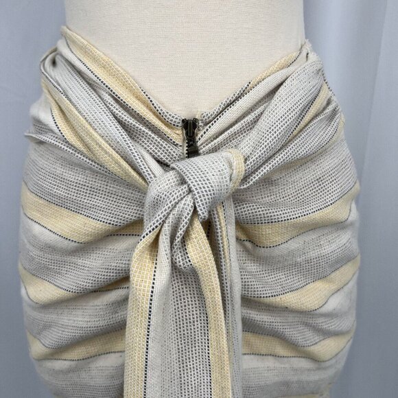 NWT Just Bee Queen Charlie Mini Skirt XS Yellow Striped Fringed Sarong - Picture 2 of 11